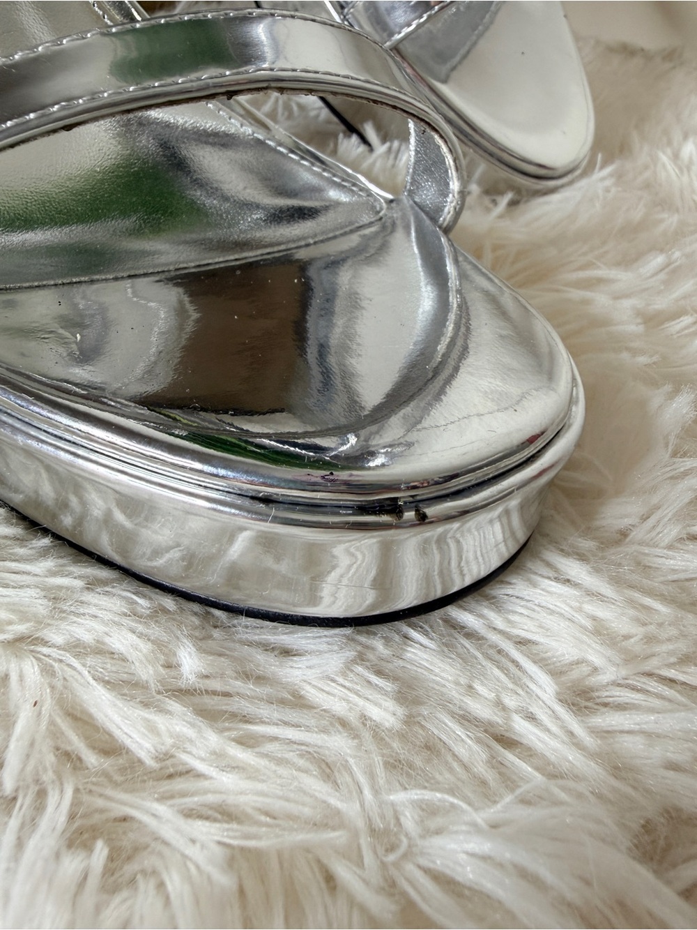 Steve Madden Veronika Metallic Chunky Retro Platform Heel Sandals Silver Size 10 - Picture 5 of 10